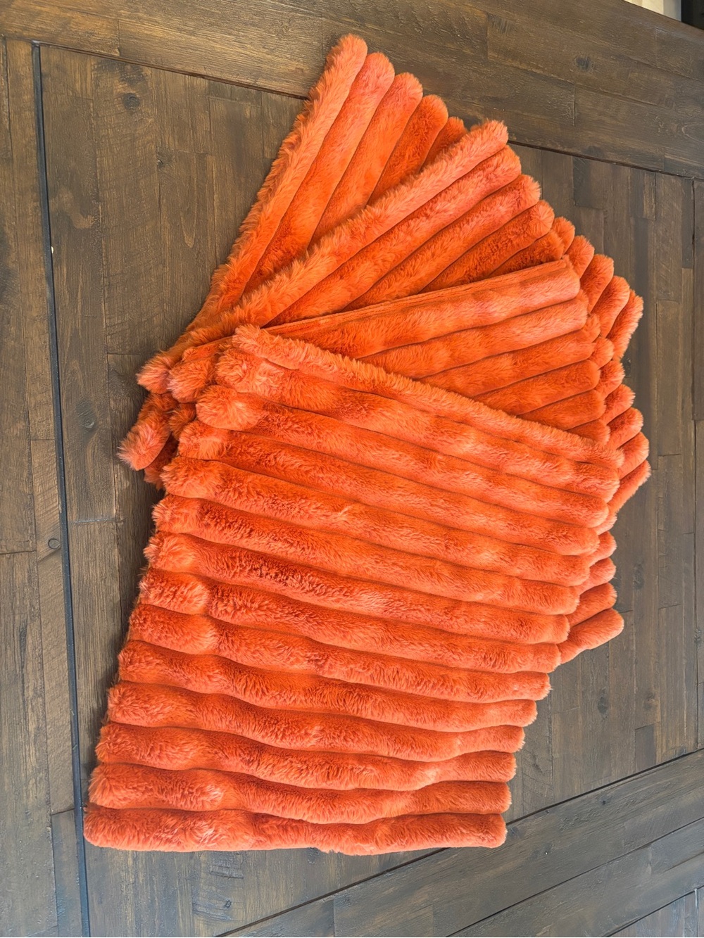 Plush Orange Faux Fur Accent Throw - Cozy Home Accent Pillow Covers-LIKE NEW